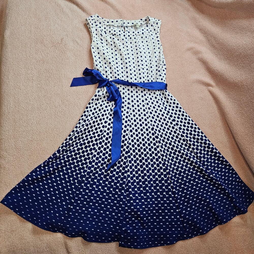 Haani Petite S Women's Sleeveless Fit & Flare Ombre Polka Dot Dress w/Tie Waist